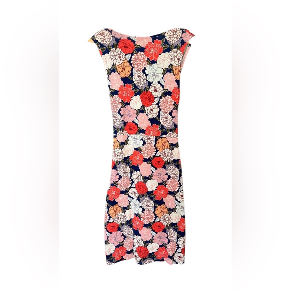 41 Hawthorn M Blue Pink Floral V-Neck Faux
Wrap Sleeveless Dress - Picture 3 of 7
